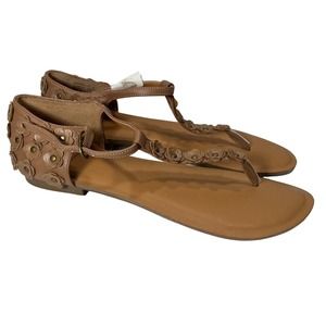 Kelsi Dagger‎ Andelyn Cognac Leather Flower Sandal Women’s 9